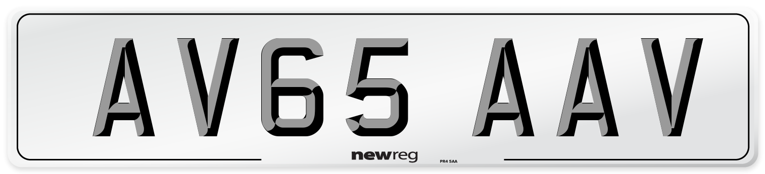 AV65 AAV Number Plate from New Reg